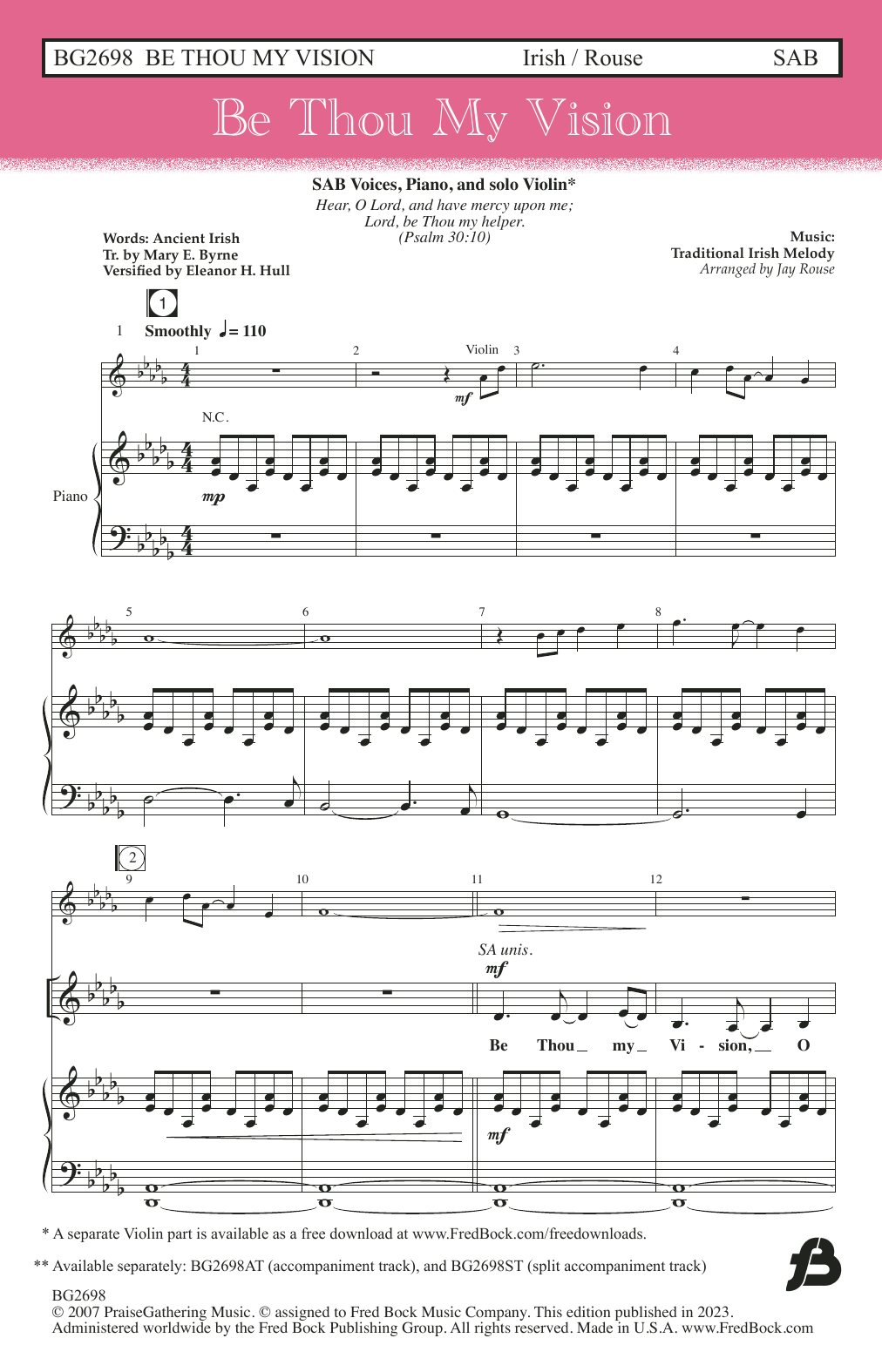 Learn to play Traditional Irish Melody Be Thou My Vision (arr. Jay Rouse) sheet music for SAB Choir in minutes. Price: 3.9900$ Traditional Irish Melody Be Thou My Vision (arr. Jay Rouse) sheet music notes and chords arranged for SAB Choir