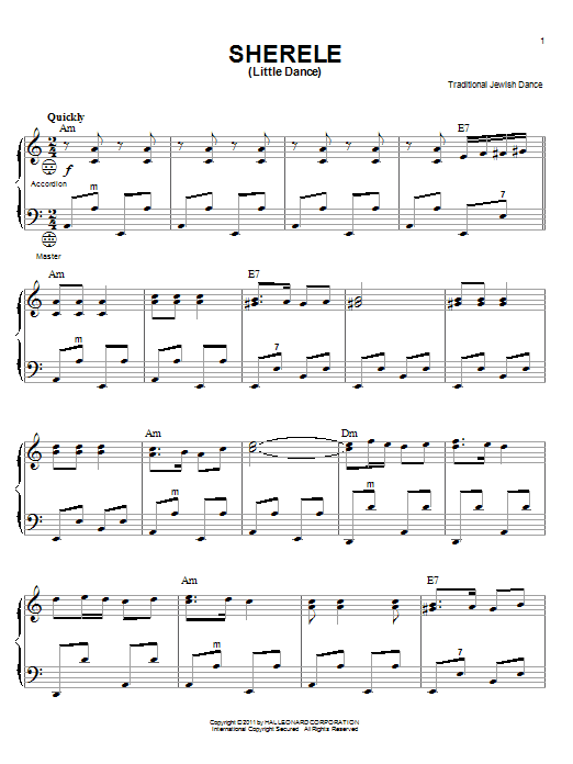 Traditional Jewish Dance "Sherele (Little Dance)" Sheet Music PDF Notes,  Chords | Traditional Score Accordion Download Printable. SKU: 81937