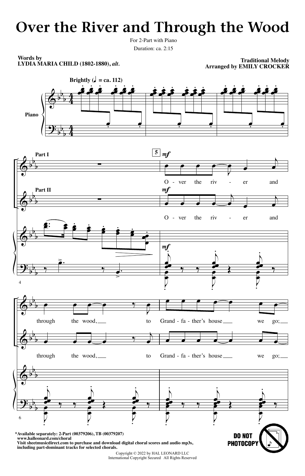 Learn to play Traditional Melody Over The River And Through The Wood (arr. Emily Crocker) sheet music for TB Choir in minutes. Price: 3.9900$ Traditional Melody Over The River And Through The Wood (arr. Emily Crocker) sheet music notes and chords arranged for TB Choir