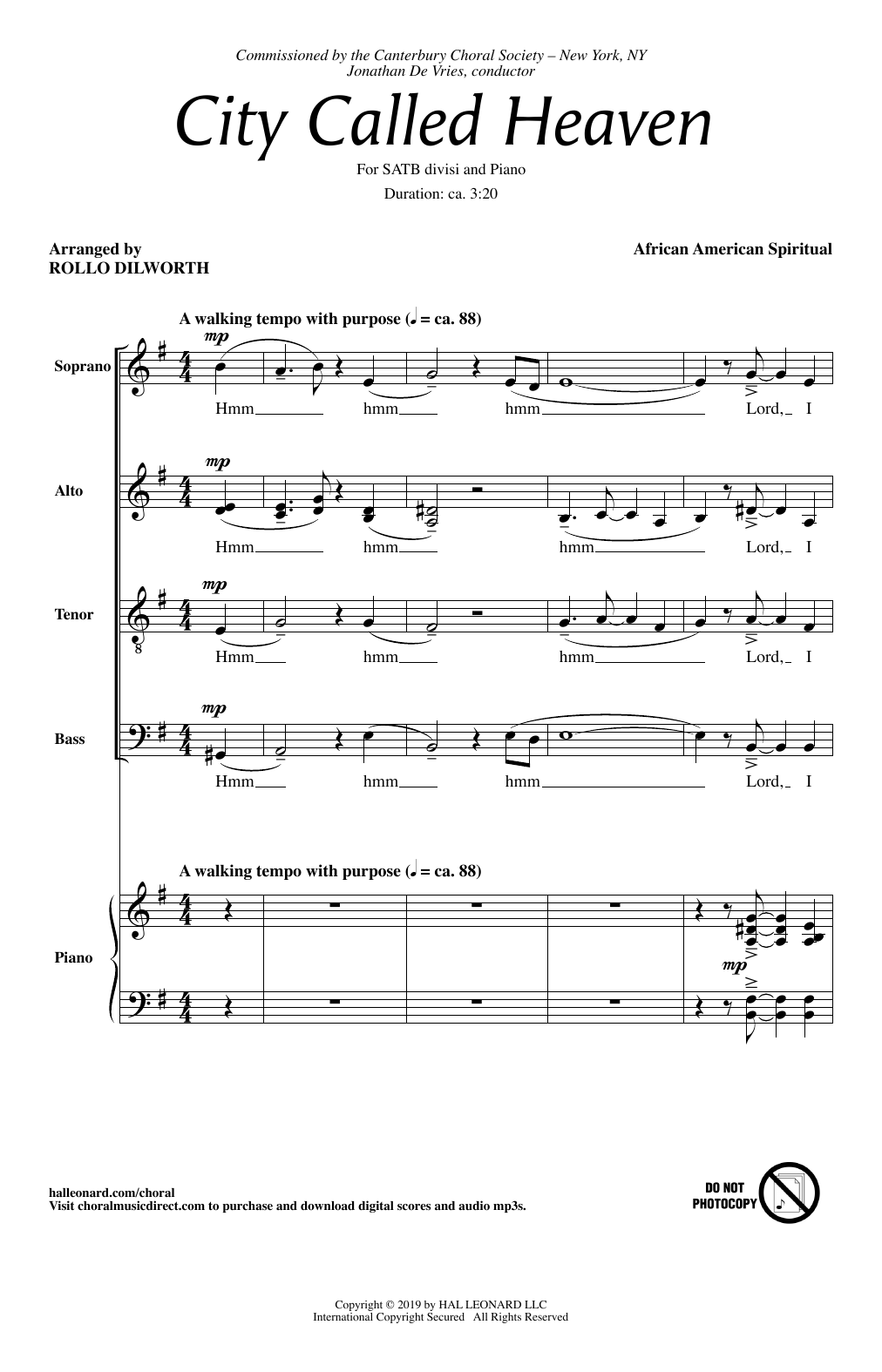 Traditional Spiritual 'City Called Heaven (arr. Rollo Dilworth)' Sheet
