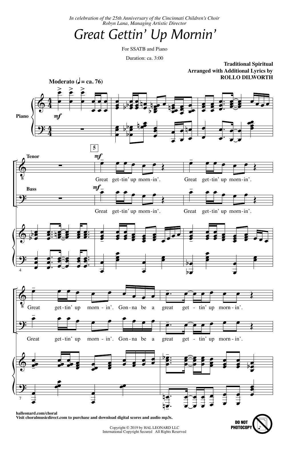 Learn to play Traditional Spiritual Great Gettin' Up Mornin' (arr. Rollo Dilworth) sheet music for SATB Choir in minutes. Price: 3.9900$ Traditional Spiritual Great Gettin' Up Mornin' (arr. Rollo Dilworth) sheet music notes and chords arranged for SATB Choir