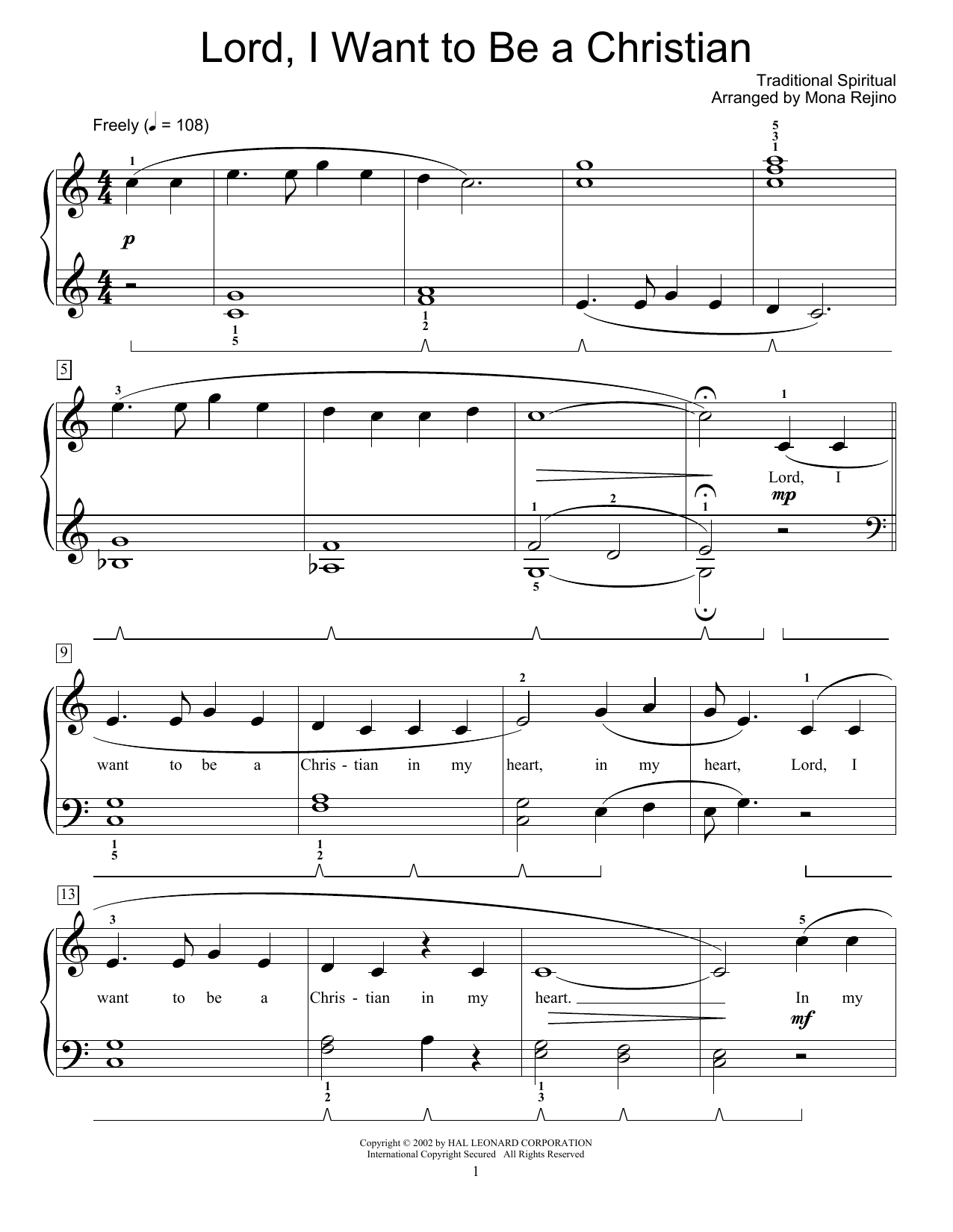 Learn to play Traditional Spiritual Lord, I Want To Be A Christian sheet music for Educational Piano in minutes. Price: 6.9900$ Traditional Spiritual Lord, I Want To Be A Christian sheet music notes and chords arranged for Educational Piano