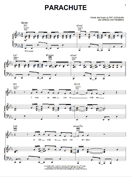 Train Parachute sheet music notes and chords. Download Printable PDF.