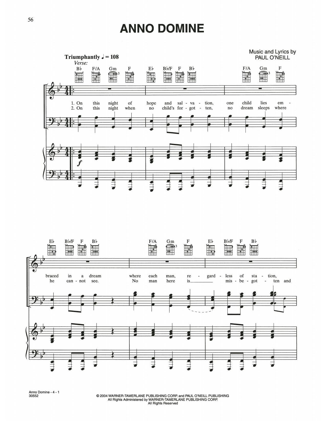 Trans-Siberian Orchestra Anno Domine sheet music notes and chords. Download Printable PDF.