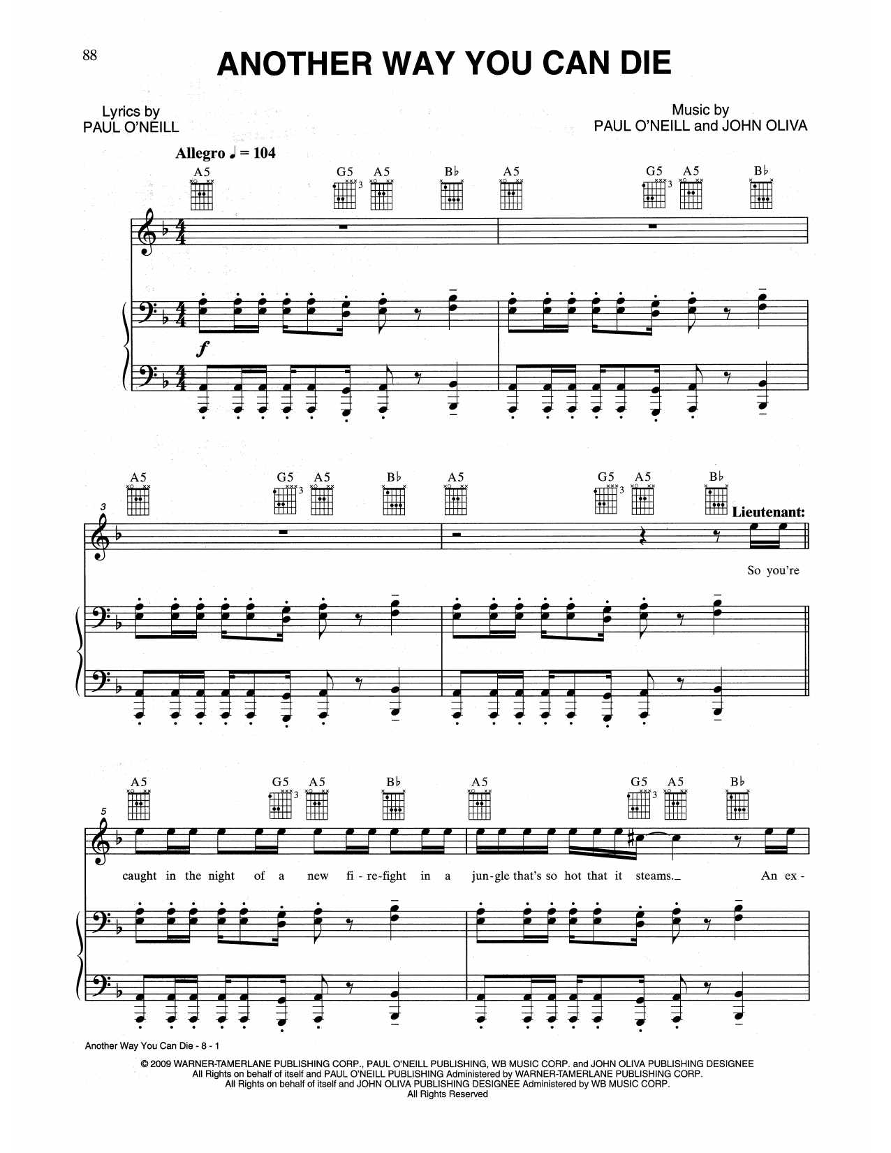 Learn to play Trans-Siberian Orchestra Another Way You Can Die sheet music for Piano, Vocal & Guitar Chords (Right-Hand Melody) in minutes. Price: 6.9900$ Trans-Siberian Orchestra Another Way You Can Die sheet music notes and chords arranged for Piano, Vocal & Guitar Chords (Right-Hand Melody)
