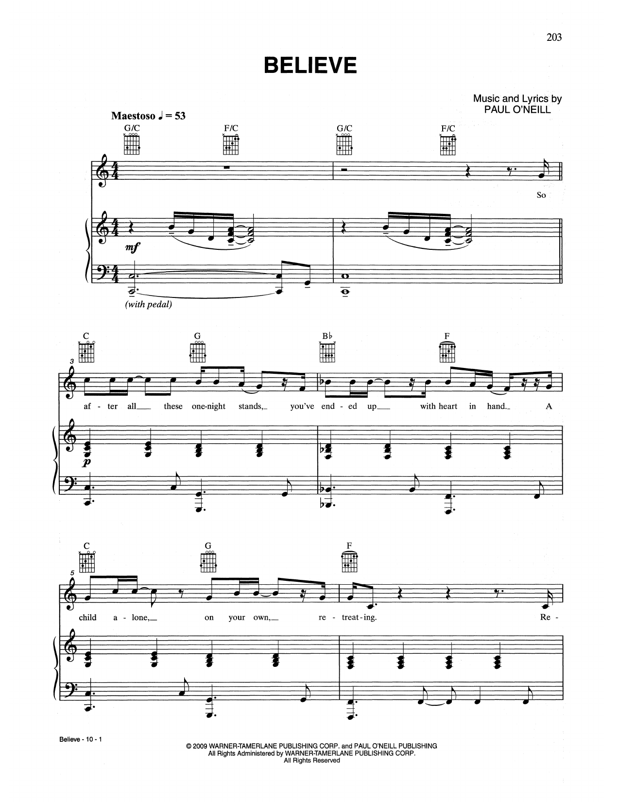 Trans-Siberian Orchestra Believe sheet music notes and chords. Download Printable PDF.