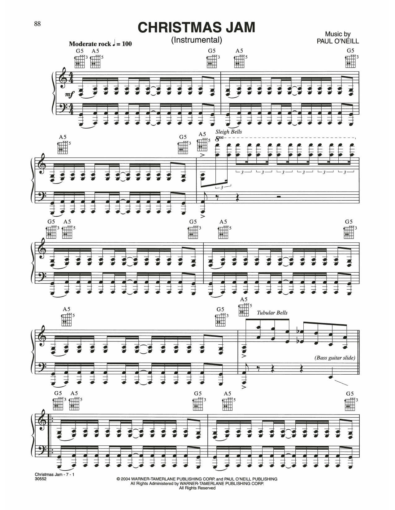 Trans-Siberian Orchestra Christmas Jam sheet music notes and chords. Download Printable PDF.