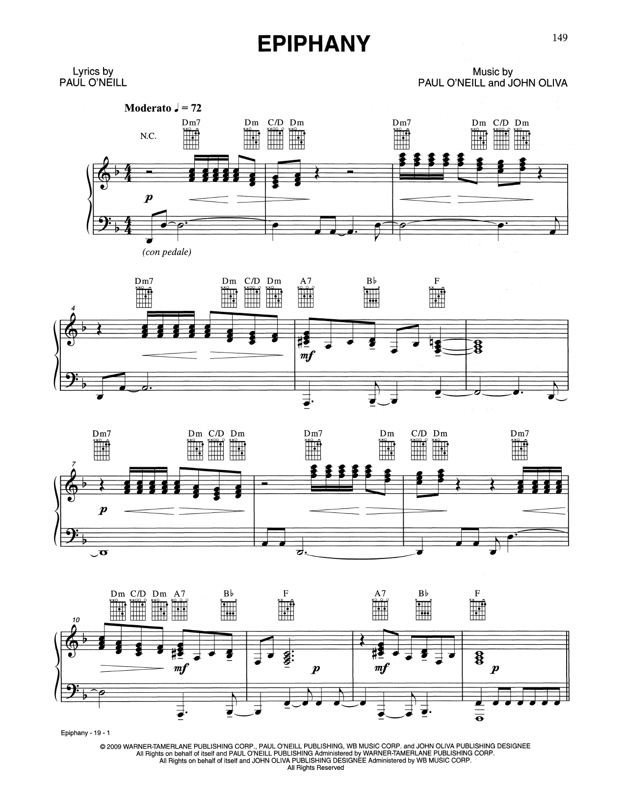 Trans-Siberian Orchestra Epiphany sheet music notes and chords. Download Printable PDF.