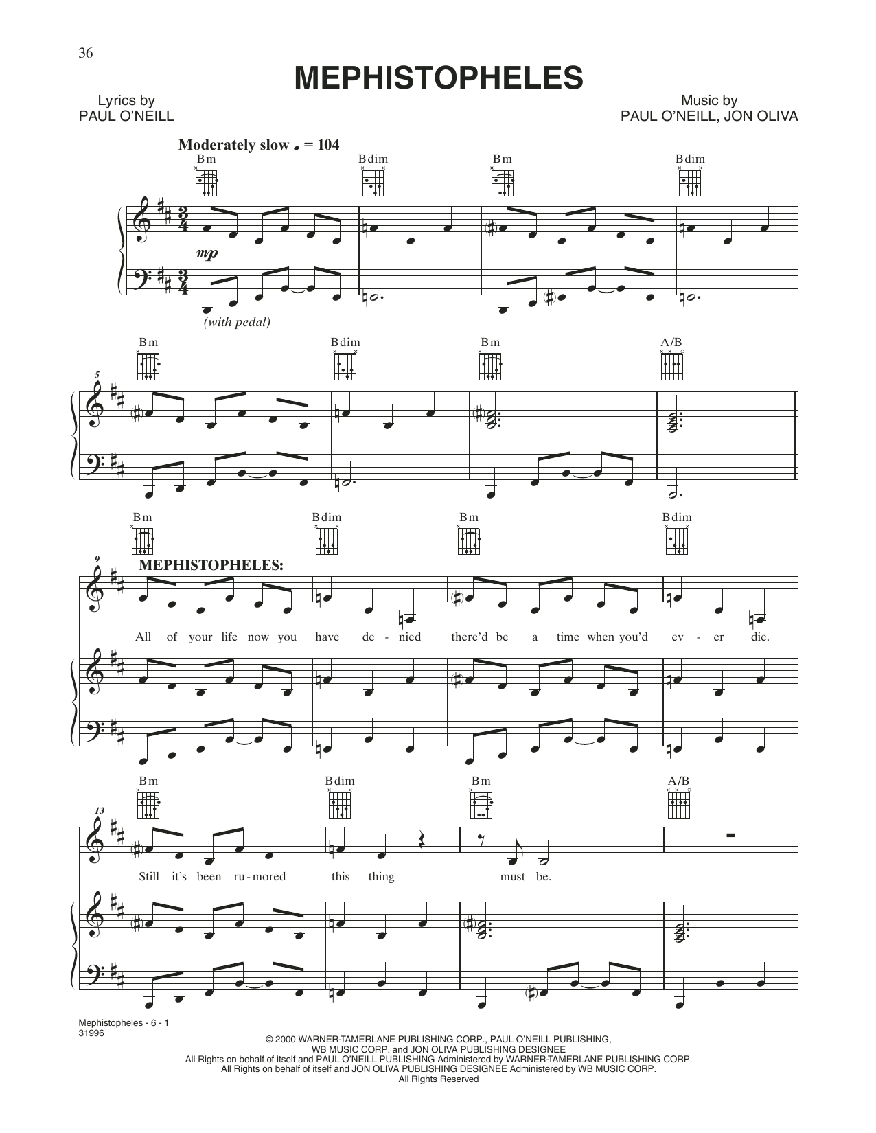 Trans-Siberian Orchestra Mephistopheles sheet music notes and chords. Download Printable PDF.