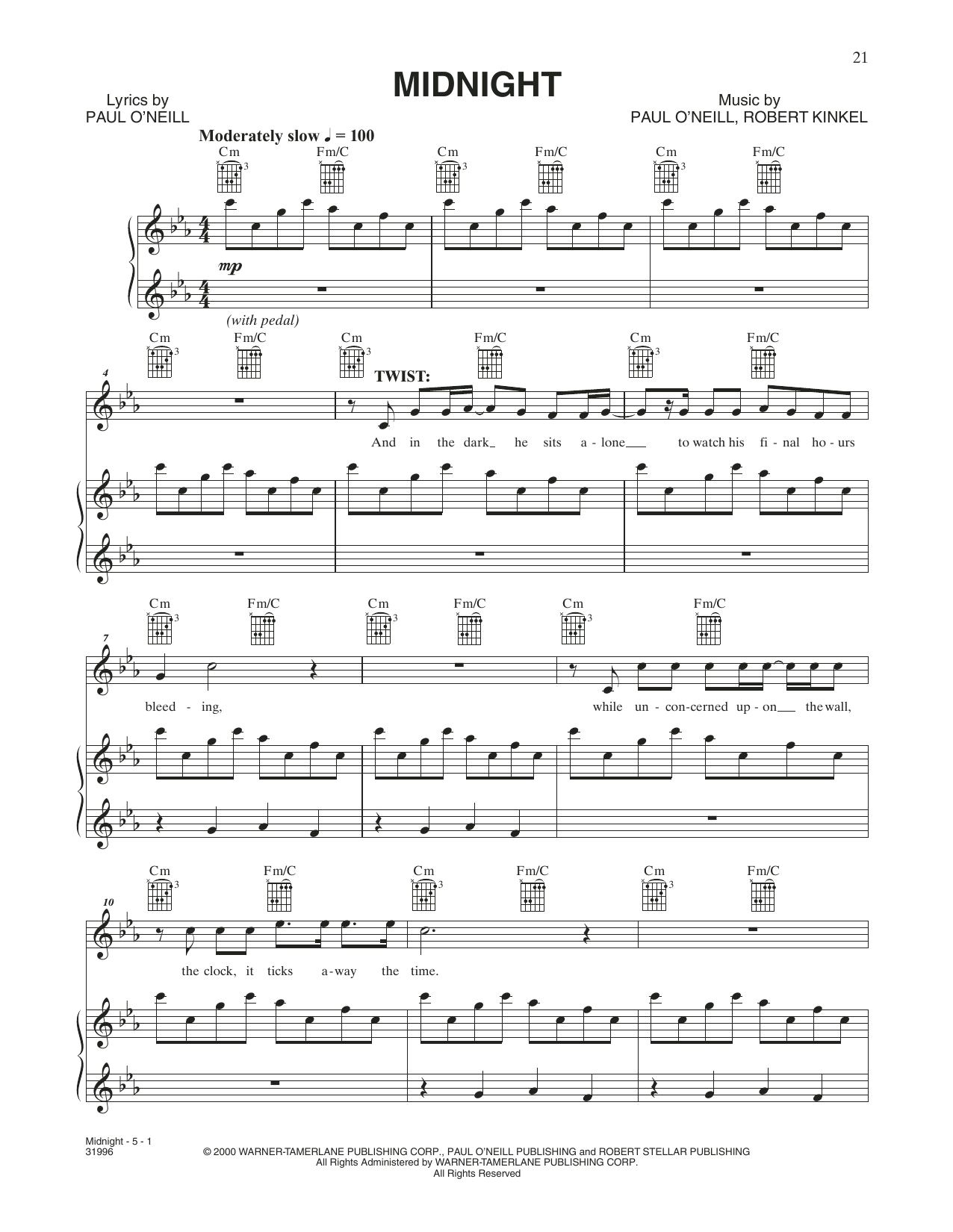 Trans-Siberian Orchestra Midnight sheet music notes and chords. Download Printable PDF.