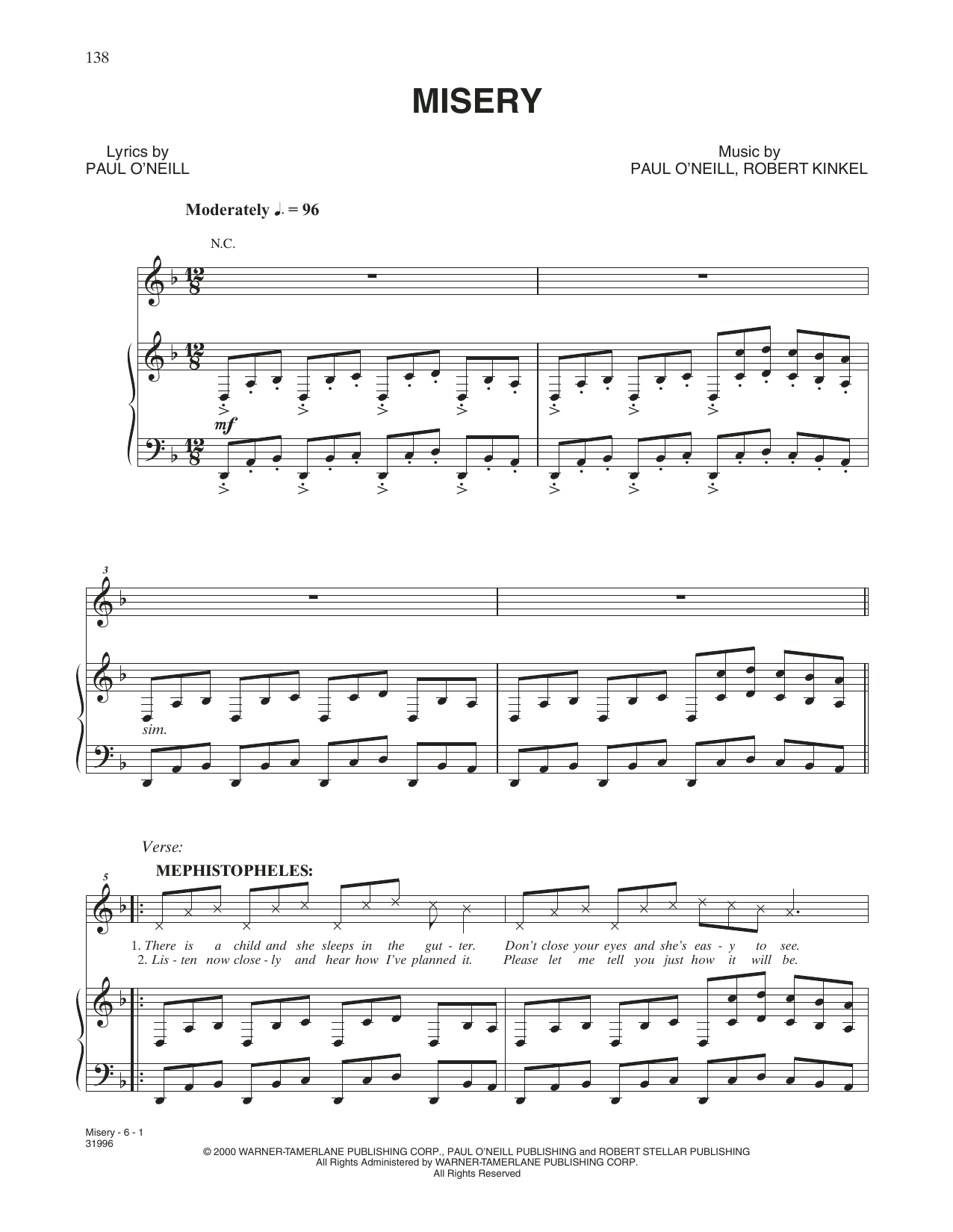 Trans-Siberian Orchestra Misery sheet music notes and chords. Download Printable PDF.