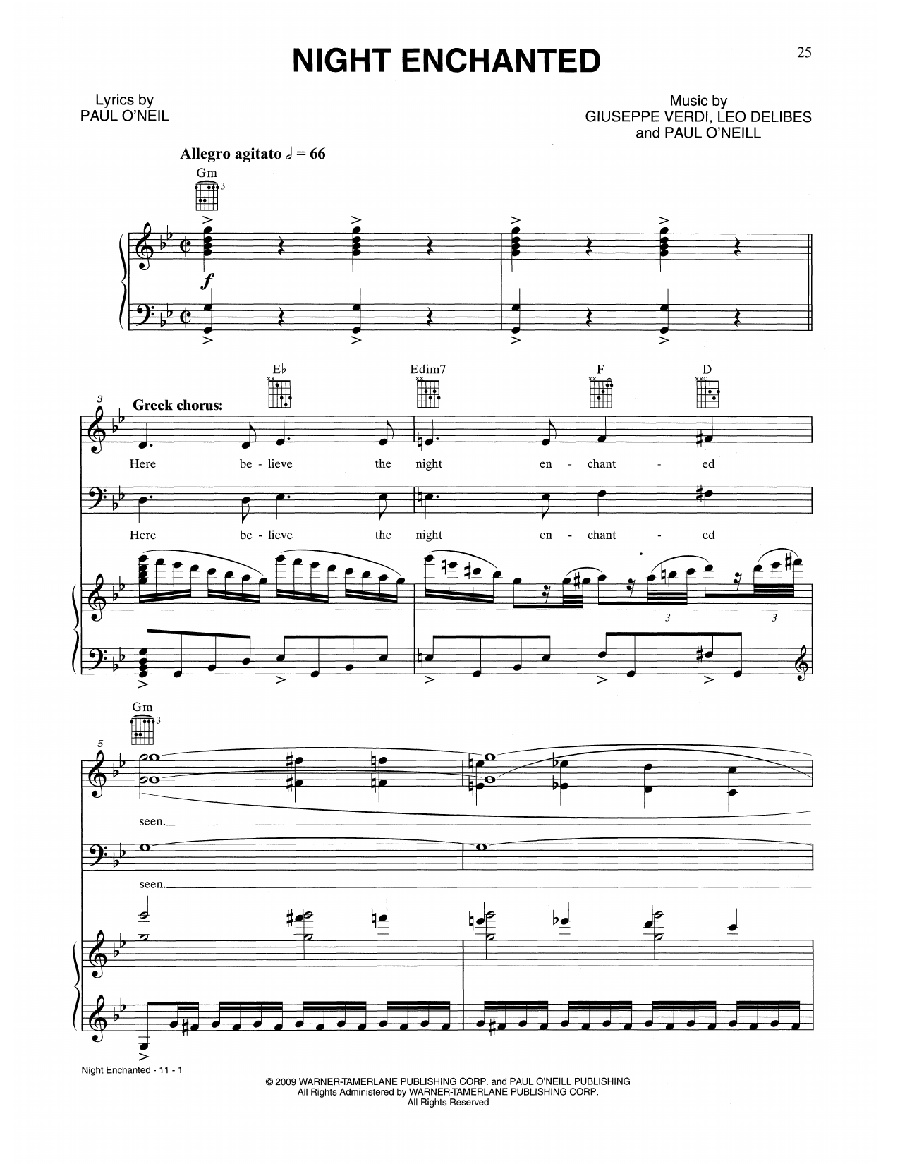 Trans-Siberian Orchestra Night Enchanted sheet music notes and chords. Download Printable PDF.