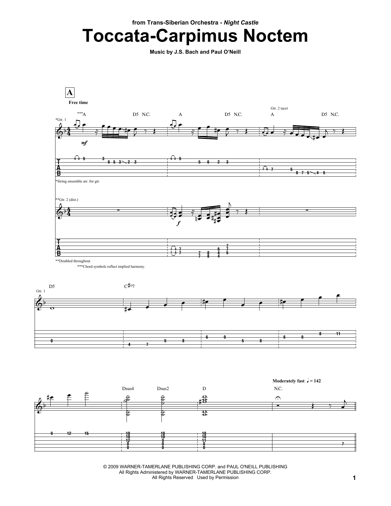 Trans-Siberian Orchestra Toccata-Carpimus Noctem sheet music notes and chords. Download Printable PDF.