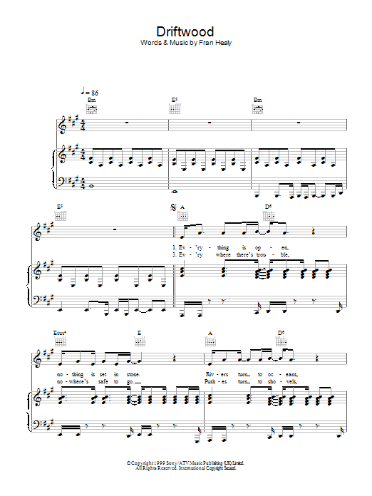 Travis Driftwood sheet music notes and chords. Download Printable PDF.