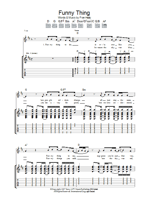 Travis Funny Thing sheet music notes and chords. Download Printable PDF.