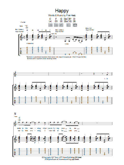 Learn to play Travis Happy sheet music for Guitar Tab in minutes. Travis Happy sheet music notes and chords. Download Printable PDF.