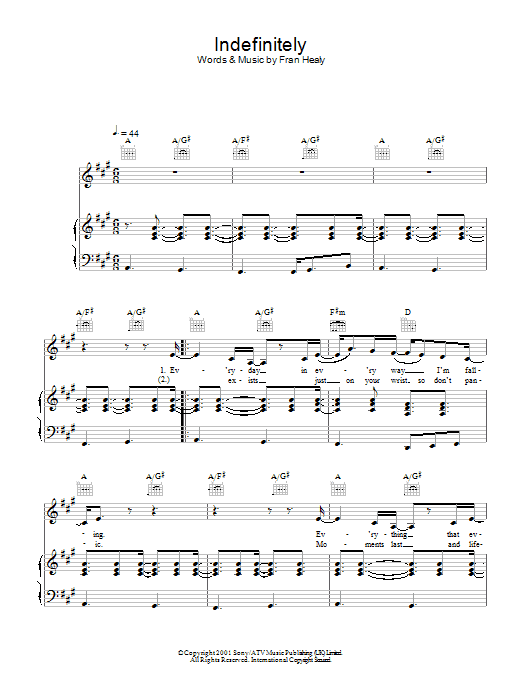 Travis Indefinitely sheet music notes and chords. Download Printable PDF.