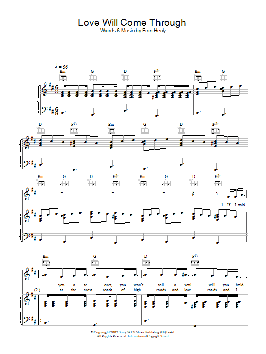 Travis Love Will Come Through sheet music notes and chords. Download Printable PDF.