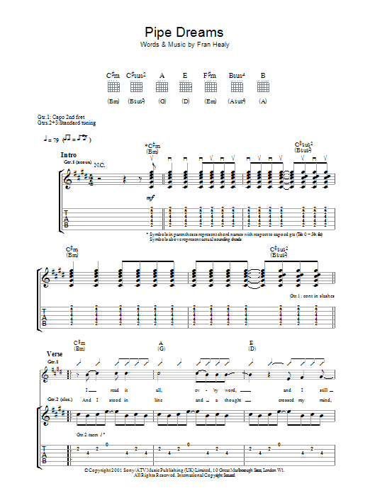 Travis Pipe Dreams sheet music notes and chords. Download Printable PDF.