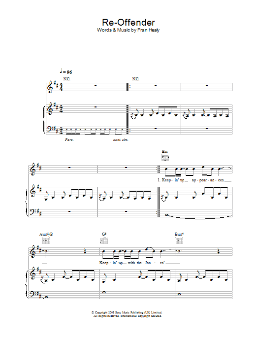 Travis Re-Offender sheet music notes and chords. Download Printable PDF.