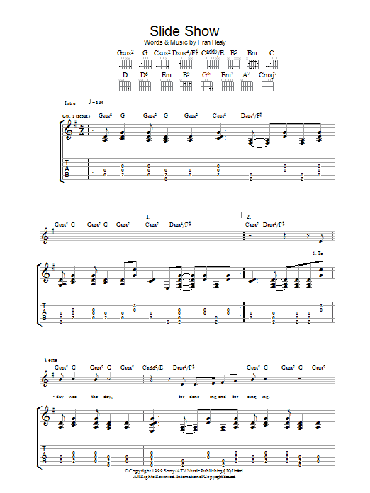 Learn to play Travis Slide Show sheet music for Guitar Tab in minutes. Travis Slide Show sheet music notes and chords. Download Printable PDF.