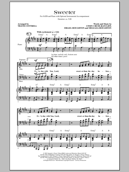 Travis Cottrell Sweeter sheet music notes and chords. Download Printable PDF.