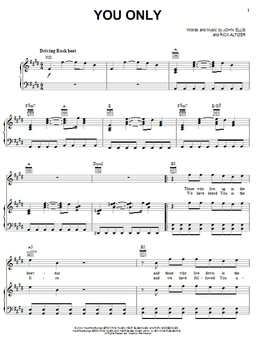 Tree63 You Only sheet music notes and chords. Download Printable PDF.