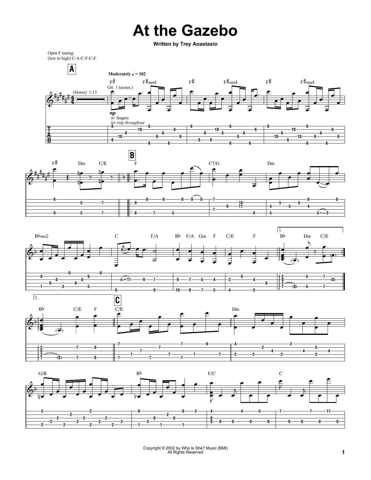 Trey Anastasio At The Gazebo sheet music notes and chords. Download Printable PDF.