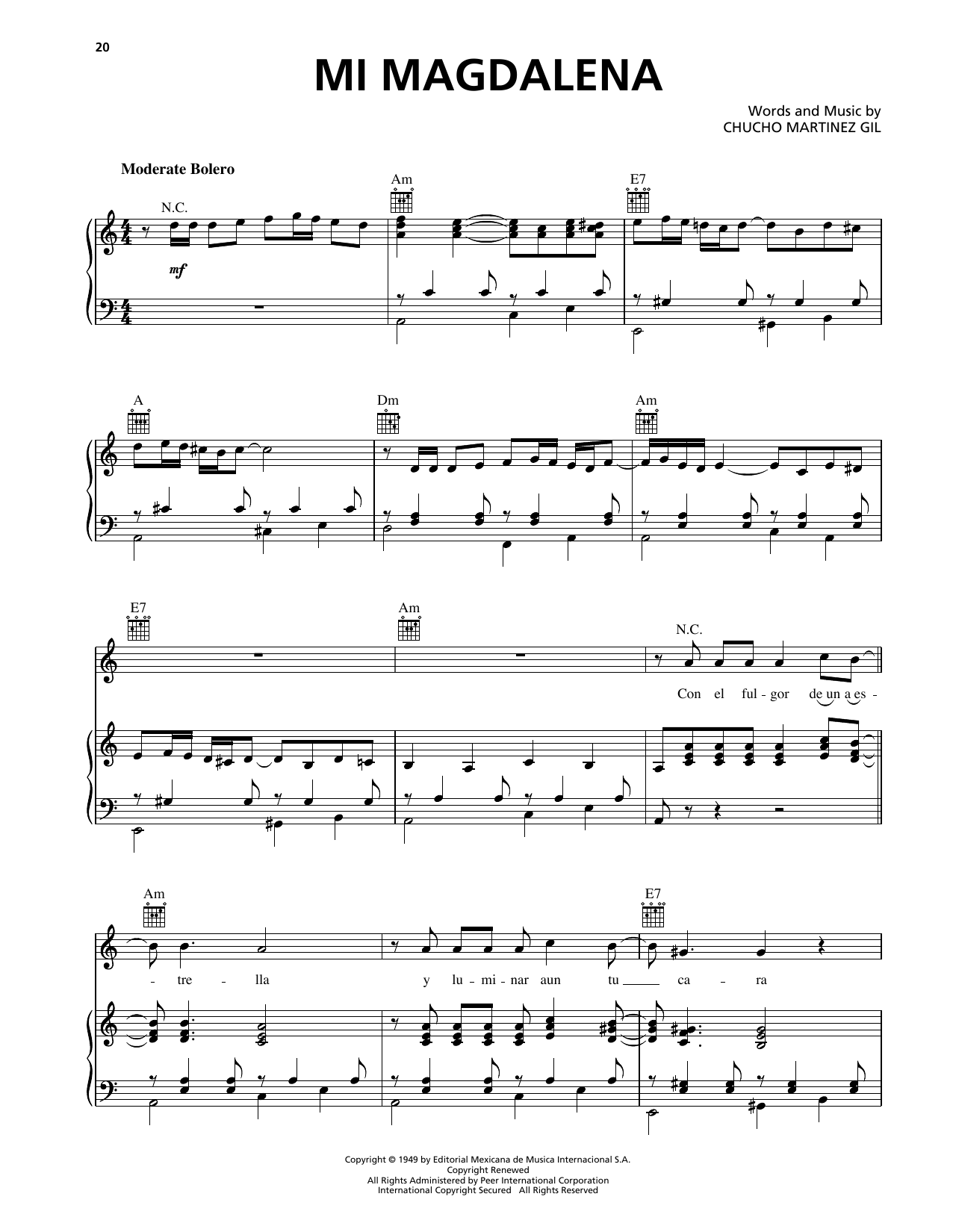 Trio Los Panchos Mi Magdalena sheet music notes and chords. Download Printable PDF.