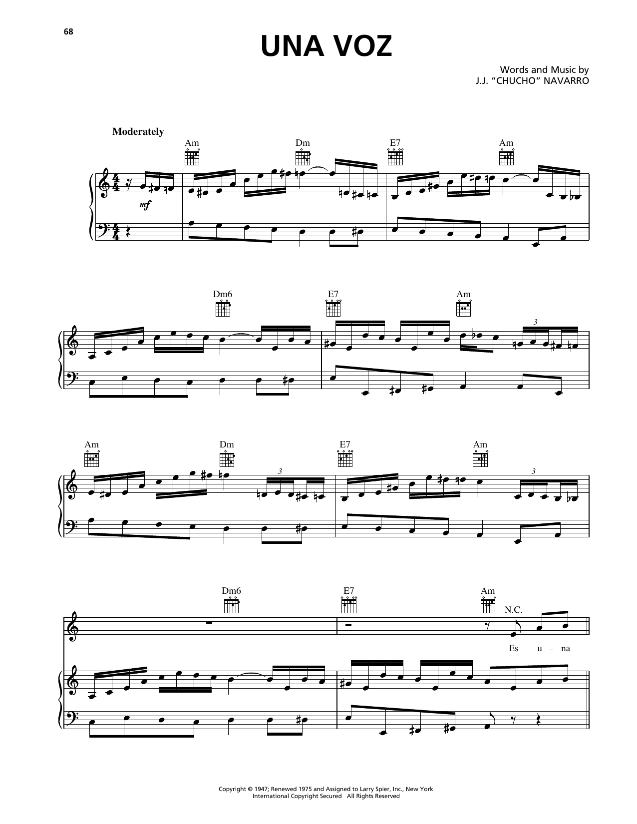 Trio Los Panchos Una Voz sheet music notes and chords. Download Printable PDF.