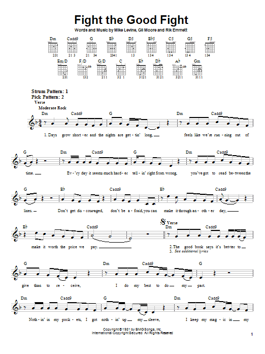 Triumph Fight The Good Fight sheet music notes and chords. Download Printable PDF.