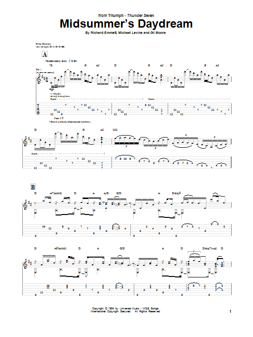 Triumph Midsummer's Daydream sheet music notes and chords. Download Printable PDF.