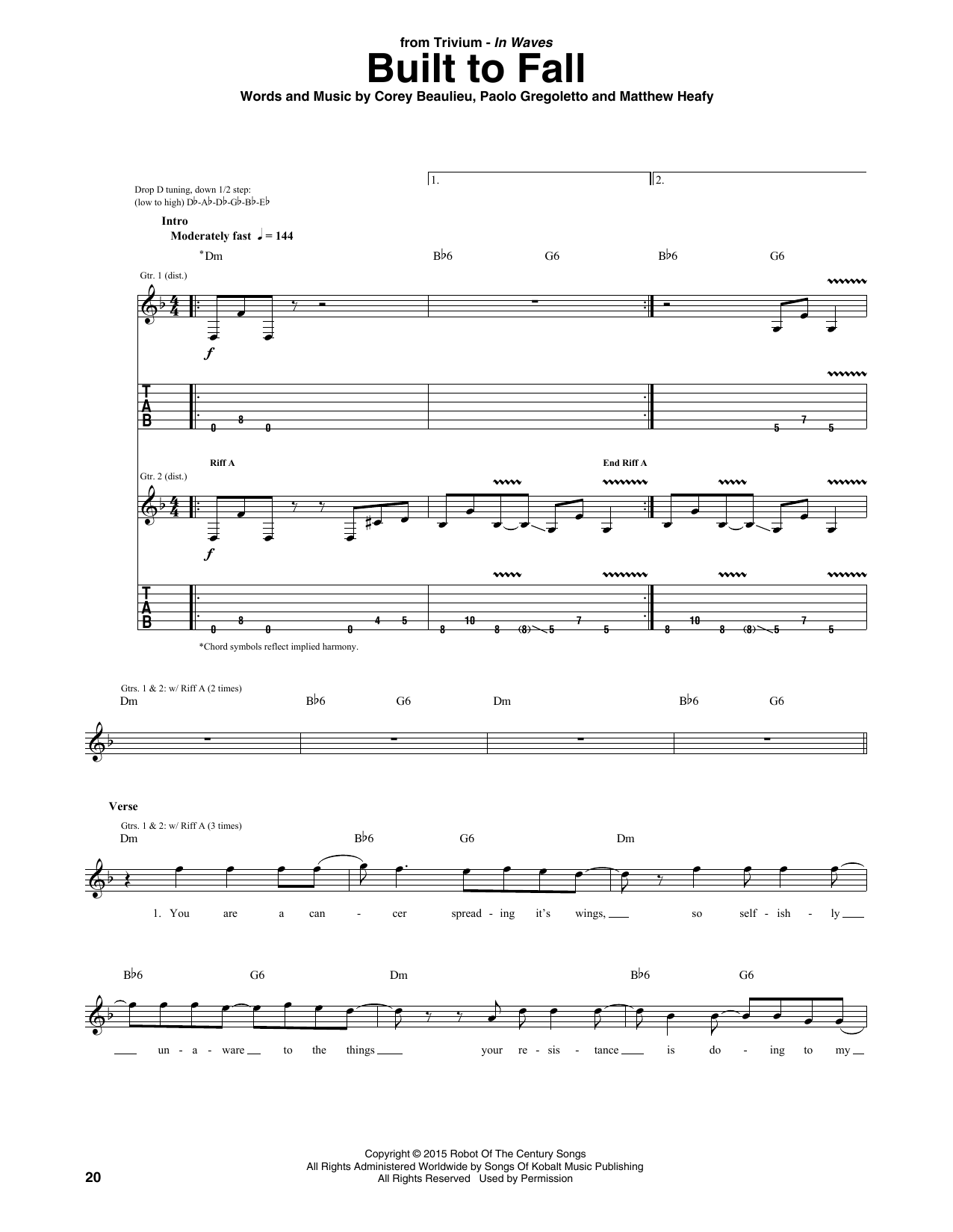 Trivium Built To Fall sheet music notes and chords. Download Printable PDF.