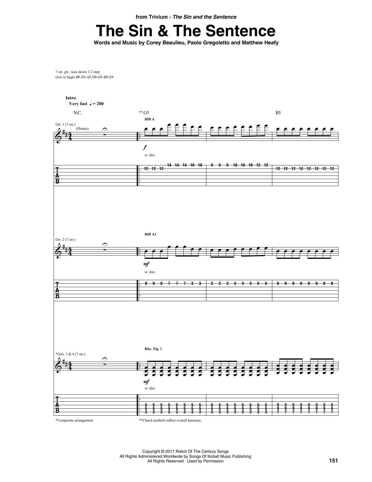 Trivium 'The Sin & The Sentence' Sheet Music & Chords | Printable ...