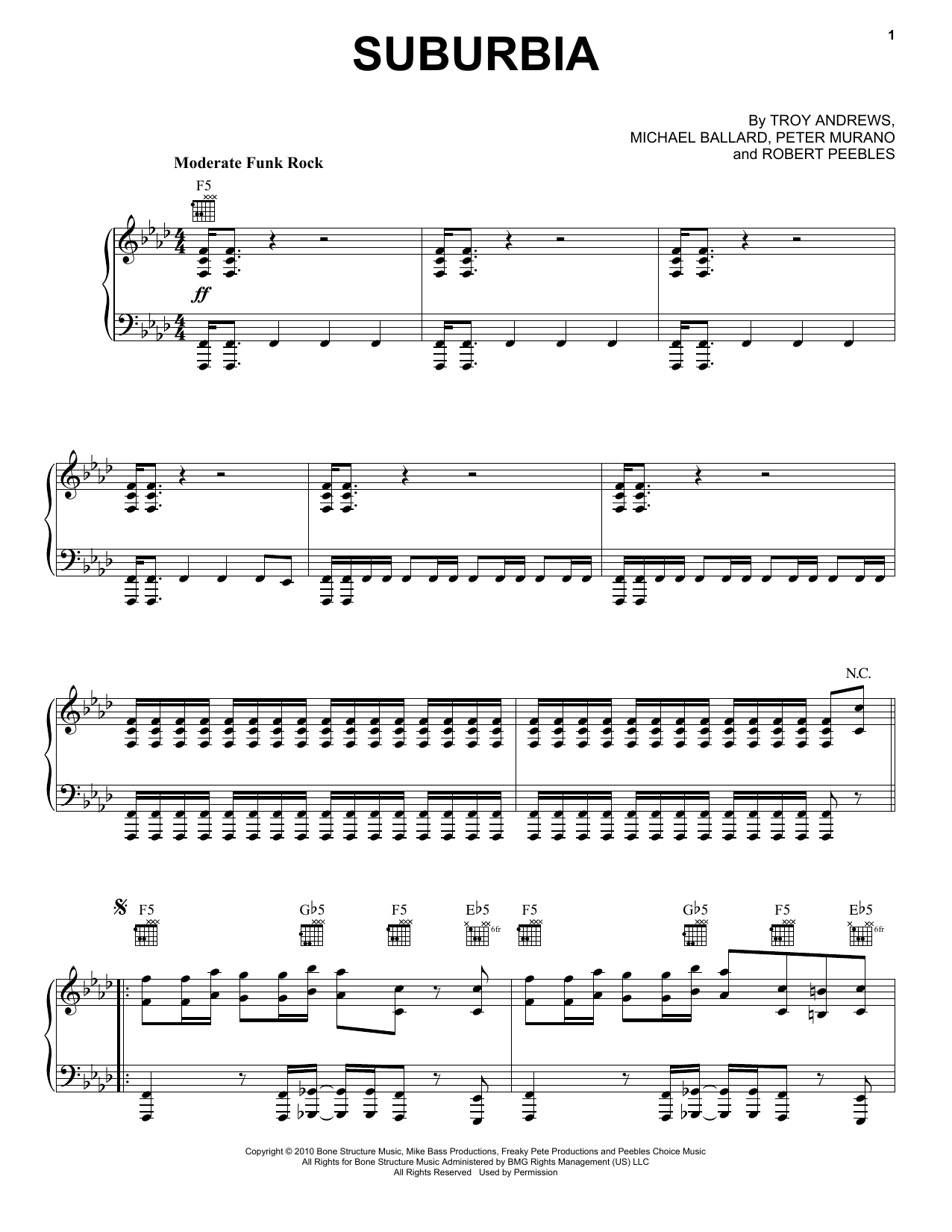 Trombone Shorty Suburbia sheet music notes and chords. Download Printable PDF.