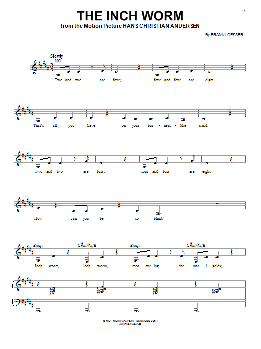 Learn to play Trudy Desmond The Inch Worm sheet music for Piano & Vocal in minutes. Price: 6.9900$ Trudy Desmond The Inch Worm sheet music notes and chords arranged for Piano & Vocal