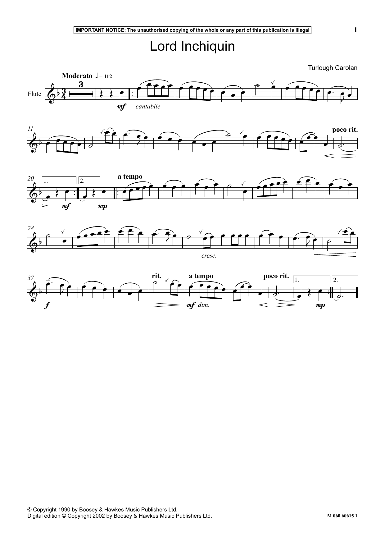 Turlough Carolan Lord Inchiquin sheet music notes and chords. Download Printable PDF.