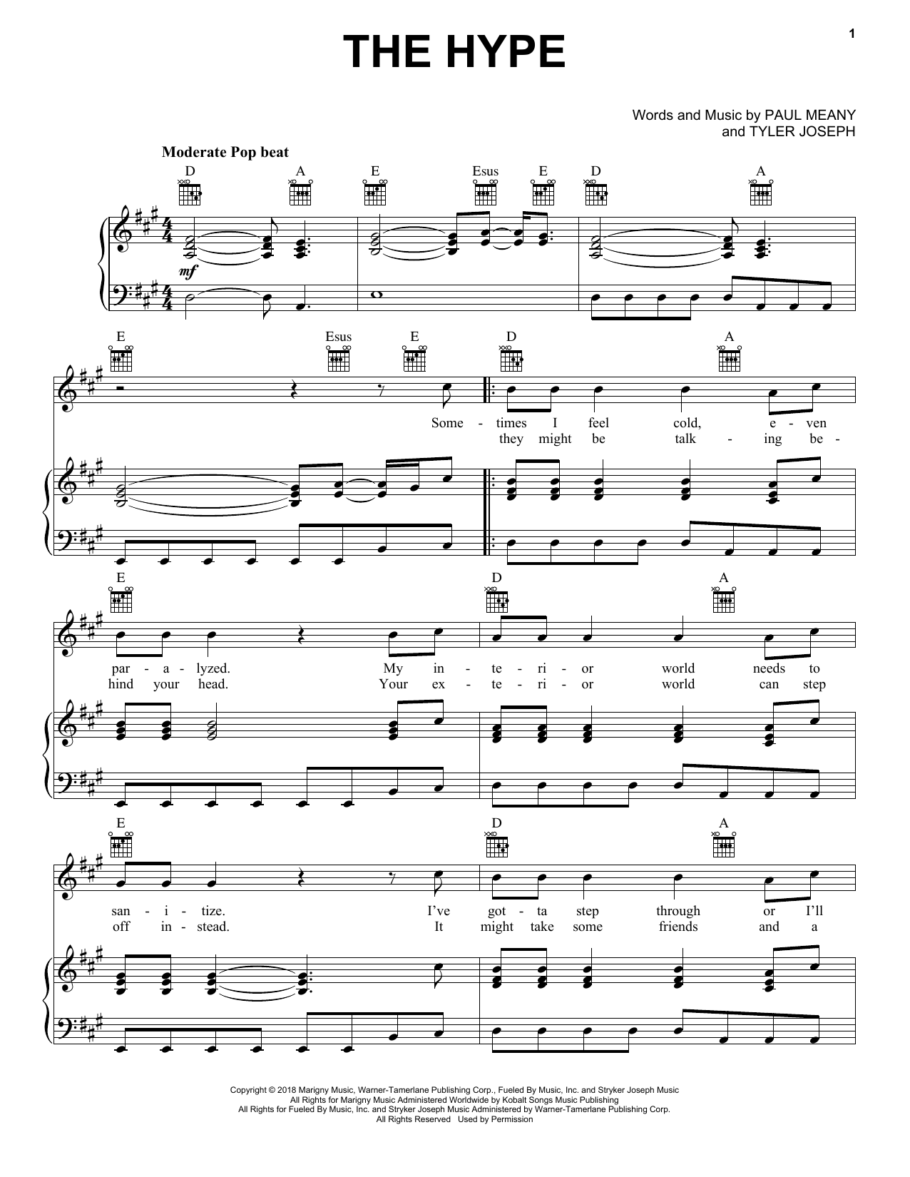 sti Supermarked Blåt mærke Twenty One Pilots "The Hype" Sheet Music PDF Notes, Chords | Pop Score  Ukulele Download Printable. SKU: 439730