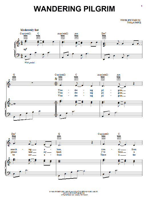 Twila Paris Wandering Pilgrim sheet music notes and chords. Download Printable PDF.