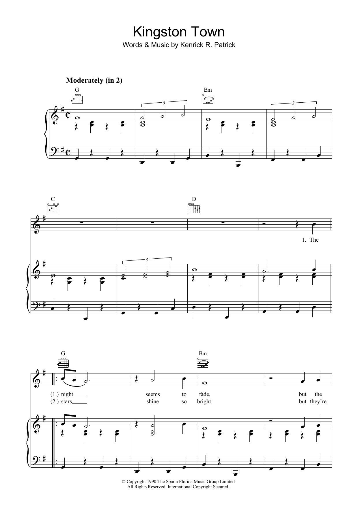 UB40 Kingston Town sheet music notes and chords. Download Printable PDF.