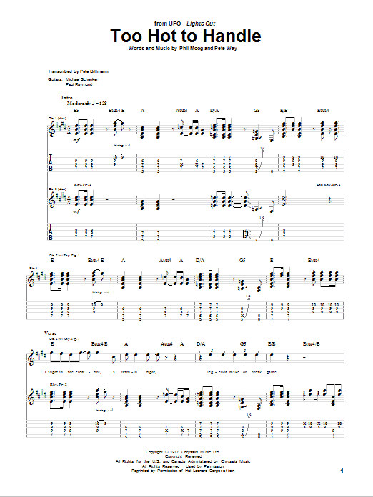 UFO Too Hot To Handle sheet music notes and chords. Download Printable PDF.