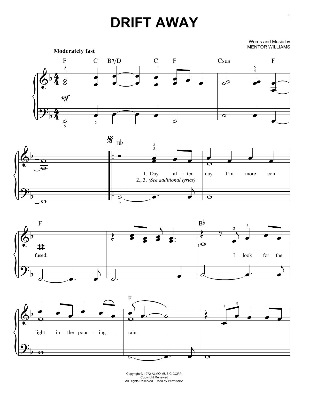 Uncle Kracker Drift Away sheet music notes and chords. Download Printable PDF.