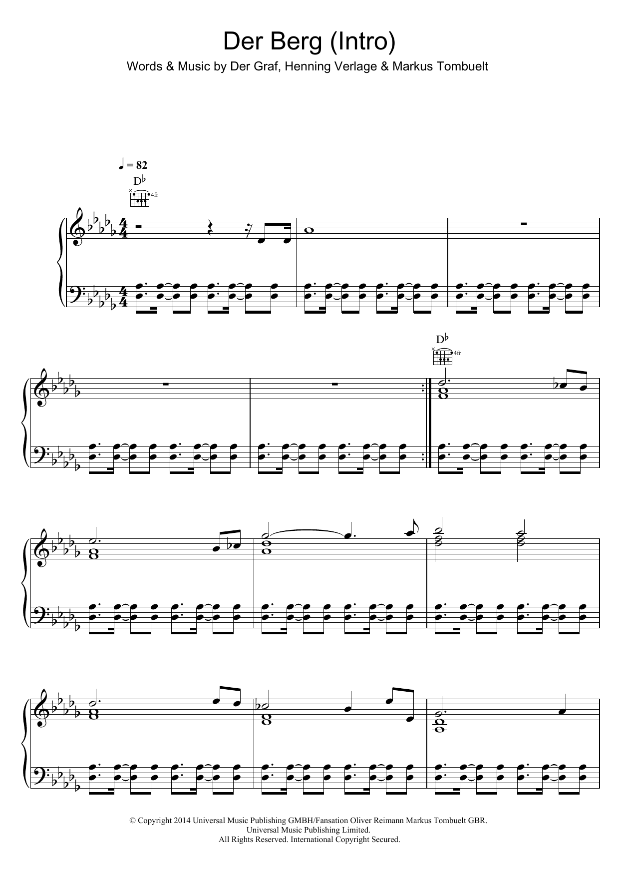 Unheilig Der Berg (Intro) sheet music notes and chords. Download Printable PDF.