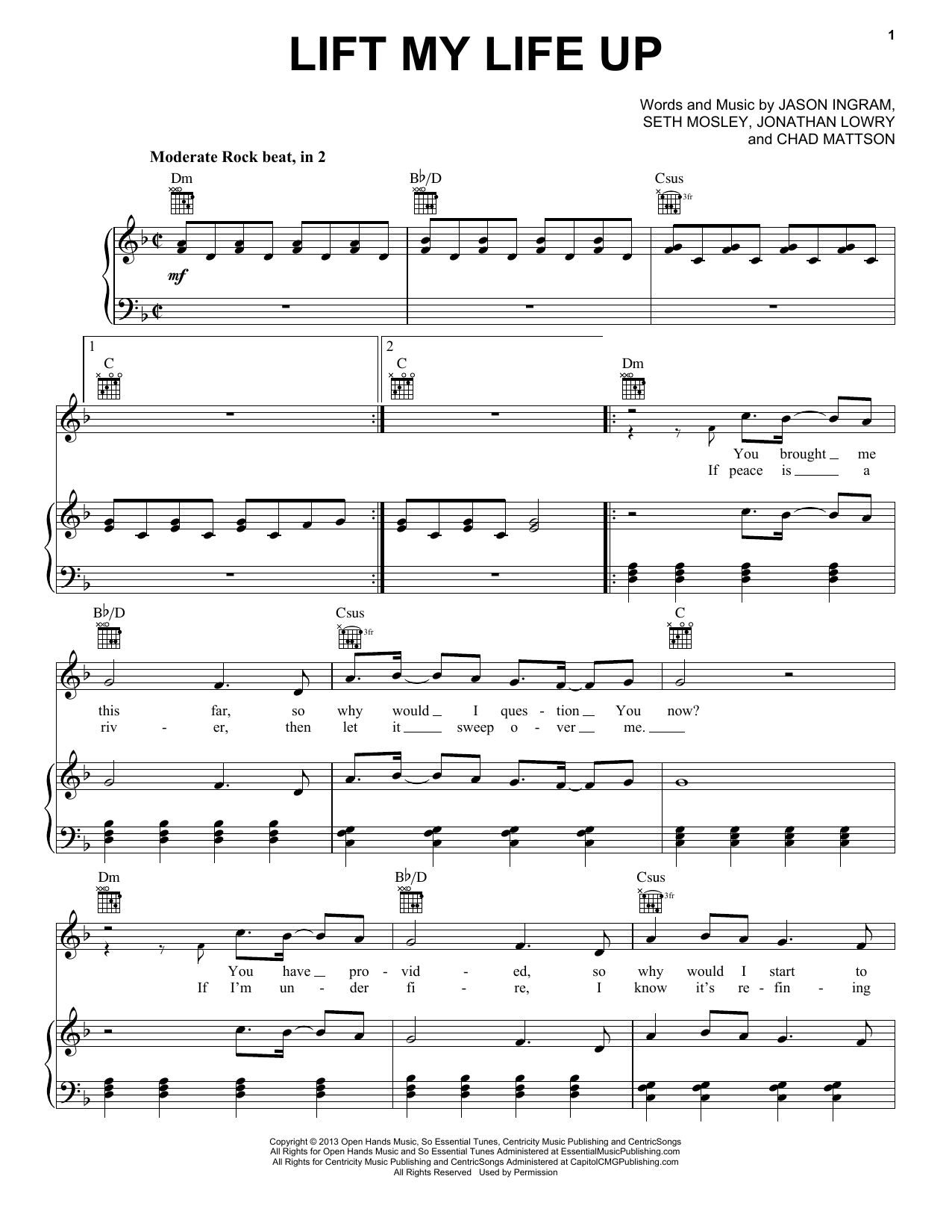 Unspoken Lift My Life Up sheet music notes and chords. Download Printable PDF.