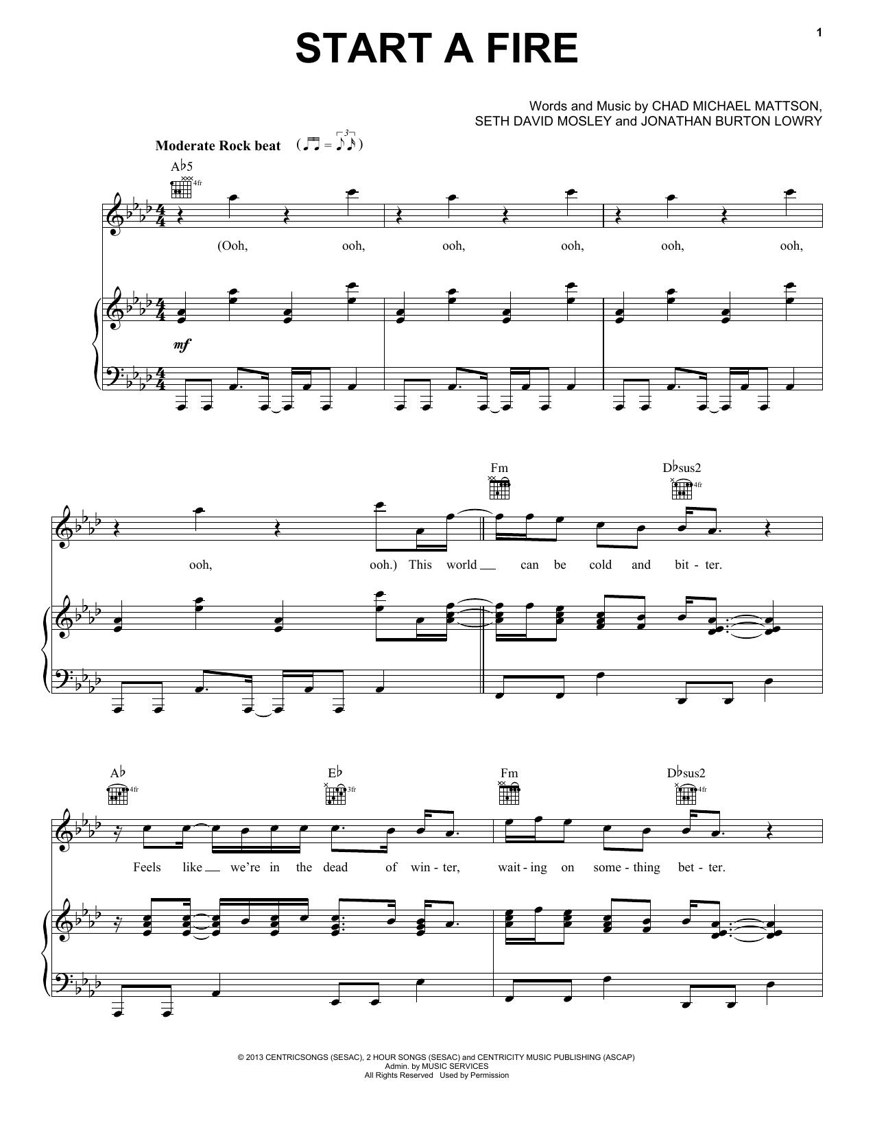 Seth David Mosley Start A Fire sheet music notes and chords. Download Printable PDF.