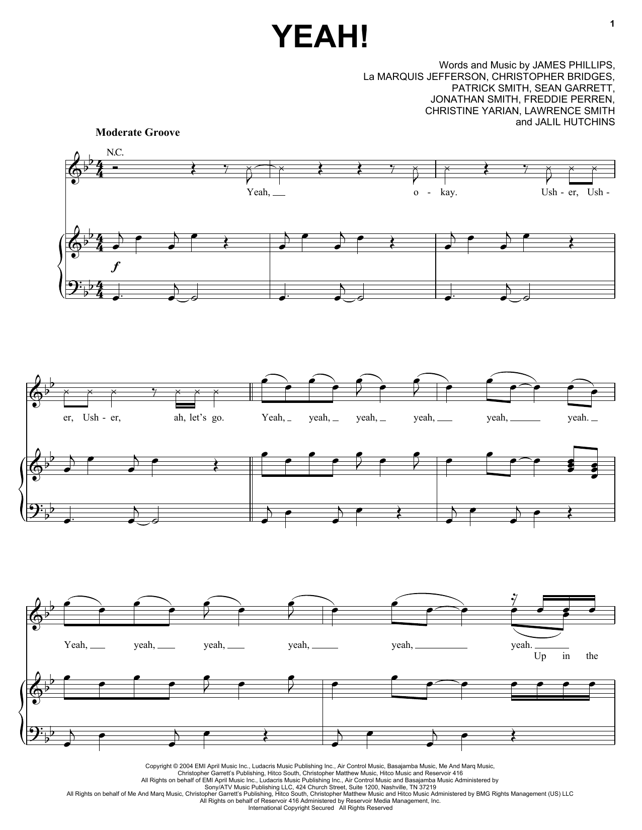 Usher Yeah! (feat. Lil Jon & Ludacris) sheet music notes and chords. Download Printable PDF.