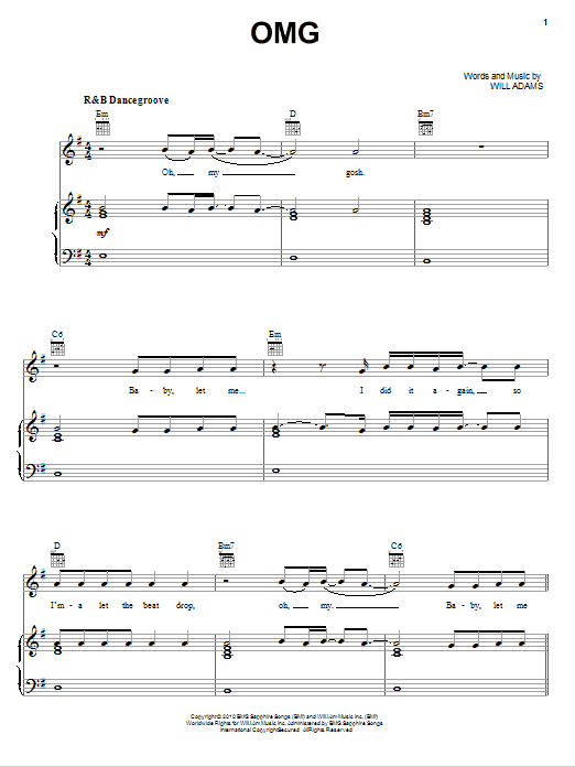 Usher OMG (feat. will.i.am) sheet music notes and chords. Download Printable PDF.