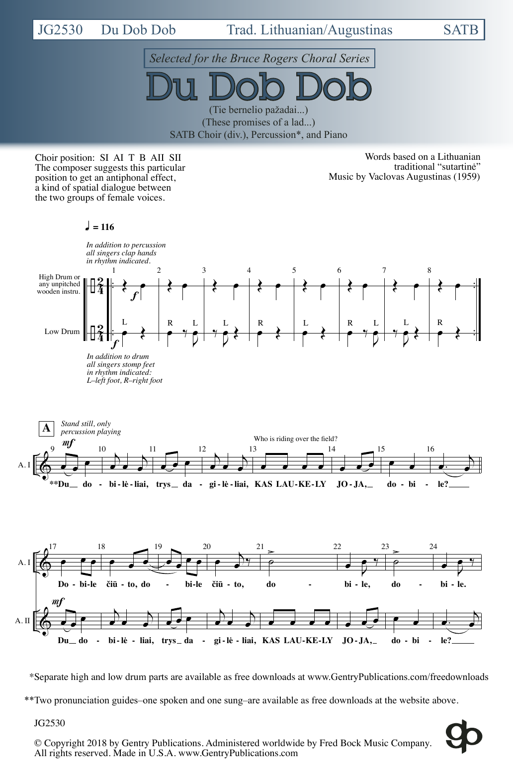 Vaclovas Augustinas Du Dob Dob sheet music notes and chords. Download Printable PDF.