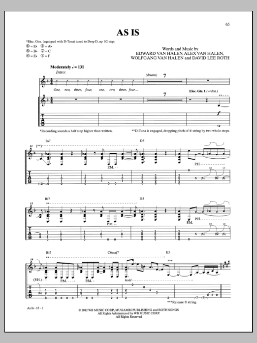 Van Halen As Is sheet music notes and chords. Download Printable PDF.