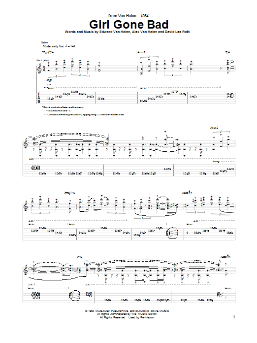 Learn to play Van Halen Girl Gone Bad sheet music for Guitar Tab in minutes. Van Halen Girl Gone Bad sheet music notes and chords. Download Printable PDF.